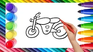 How To Draw cute Motorcycle Drawing, Painting & Coloring For Kids and Toddlers_🌈🎨 🐋
