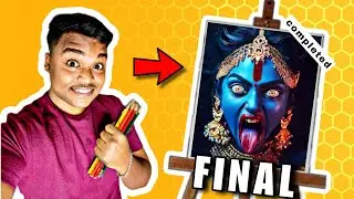 My Most Realistic Kali Maa Drawing ✍️ | Colour Sketch