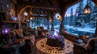 Winter Wizard's Study | Blue Fire, Snow & Celtic Folk Music for TTRPGs & Deep Focus