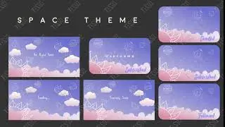doodle space twitch package, kawaii twitch overlay, twitch panels, twitch alerts, animated overlay