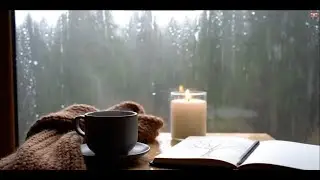 🔴Cozy Rainy Window &mdash; Warm Candle & Coffee Ambience for Relaxation