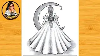 How to Draw a Princess Girl With Moon - Step By Step || Pencil Sketch For Beginners || Girl Drawing