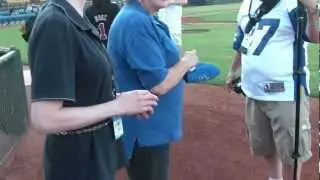 Mayor Goodman & Dr. Cheryl Lentz Throw Out First Pitch at the Las Vegas 51s Game