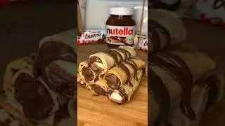 👩🏼&zwj;🍳Recette : Cr&ecirc;pes kinder Bueno - Nutella🍫 #asmr #food #recipe #pancakes #chocolate #chocolat