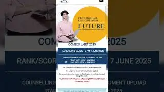 ComedK Rank/Score Card Declared | Counseling Registration & Document Upload| 9 June to 18 June 2025