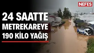 Floods hit Antalya: Vehicles stranded, houses submerged.
