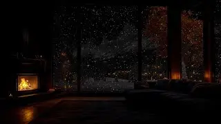 Snowfall Outside the Cabin Window ❄️ | Cozy Fireplace for Insomnia & Anxiety Relief 🔥