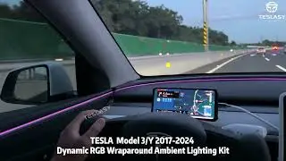New upgrade Model Y Dynamic RGB Wraparound Ambient Lighting Kit #tesla #teslamodely
