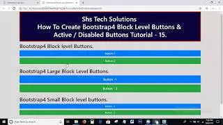 Bootstrap4 Tutorial For Beginners - 15 | Bootstrap4 Block level, Active / Disabled Buttons Tutorial