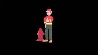 3D Cartoon Firefighter Male Character Turntable | Thumbs Up Beside Hydrant