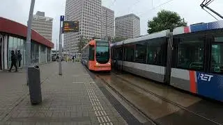 Tram 24 arrives at Marconiplein in Rotterdam