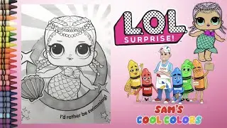 Coloring LOL Surprise Dolls Merbaby | Merbaby Coloring Book Pages | Crayons