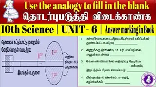 10th Science U06Z06｜UNIT 6｜ Book Back Use the analogy to fill in blank ｜ தொடர்புபடுத்தி விடைக்காண்க
