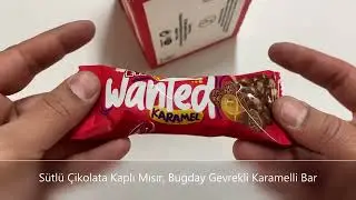 Eti Wanted Karamel S&uuml;tl&uuml; &Ccedil;ikolata Kaplı Mısır, Buğday Gevrekli Karamelli Bar 22 gr x 24 Adet