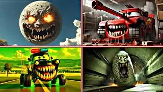 Лунная луна 🆚 Танк Маккуина 🆚 Полицейская машина-монстр 🆚 Пожиратель Томаса TILES HOP EDM RUSH