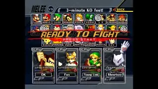 Super Smash Bros. Melee - Battle #75: Donkey Kong vs Fox vs Young Link vs Mewtwo
