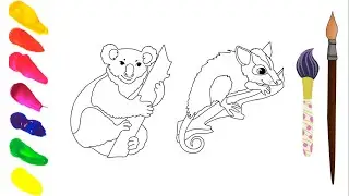 HOW TO COLOR KOALA AND SQUIRREL #artyparyfunny #coloringpage #coloringforkids #coloringactivity