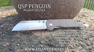 QSP Penguin - Brown Linen Micarta - Model# QS130-A