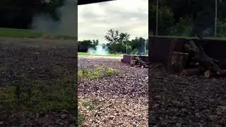 This is what happens when you put a mortar in a road cone 💥 🔥 🎆
