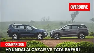 Сравнение Hyundai Alcazar и Tata Safari | Среднеразмерные 6-местные внедорожники | OVERDRIVE