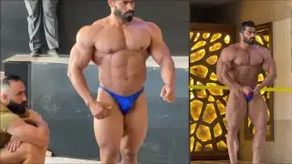 Massive Iraqi bodybuilder Ali Al Zarkani - Posing for the judges