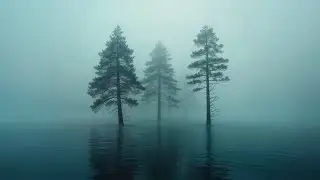 Seamless Liminal Water & Fog Forest Loop | Surreal Trees in Stillness (1920x1080)