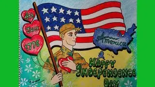 Star Spangled Banner Drawing / USA Independence Day Drawing / 4th July America Independence day