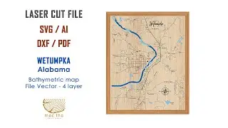 Wetumpka Alabama wooden map 3d nautical
