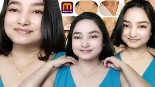 Under ₹99 Gold Plated Chain Haul 😍 Meesho Budget Necklaces Try On | Butterfly Heart Evil Eye Pearl 