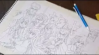 🪄Drawing all hashira on one sheet 🟥 Diverse artistry 🟥 anime character drawing 🟥