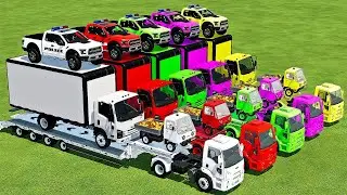 TRANSPORTING POLICE FORD RAPTOR, ISUZU & MANGO WITH FORD TRUCKS - Farming Simulator 22