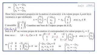 Diagonalisation: Calcul de polynôme caractéristique, des valeurs et des vecteurs propres.