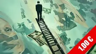 Man on Ladder in Money Vortex Stock Footage