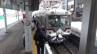 富山地鉄 新黒部～宇奈月乗車 雪で窓ガラスが滲んで…