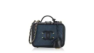 Chanel Caviar Medium CC Filigree Vanity Case Navy