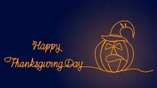 Pumpkin drawing in flat style. Vector illustration of bright festive pumpkin on blue background.