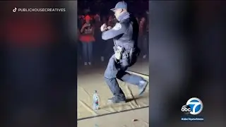 Perris school resource officer shakes up rally with viral dance moves | ABC7