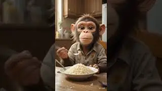 A monkey eating rice 🍚🌾