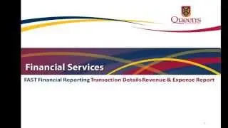 FAST Financial Reporting - Transaction Details Revenue and Expense Report
