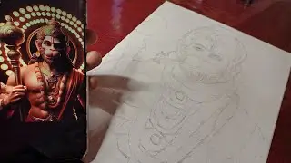 hanuman ji outline draw, Hanuman ji Outline drawing tutorial video, hanuman ji drawing