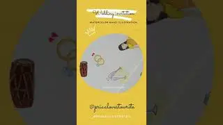Watercolor Hand illustrated wedding invitation card. #westernweddinginvites #indianweddingcard