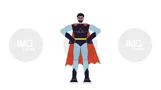 Confident superhero standing 2D character animation
