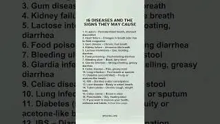 16 Diseases And The Signs They May Cause  👇#healthandwellness