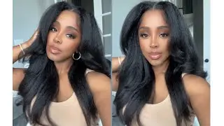100% Glueless Install! Blow Out Curls Natural Kinky Straight Pre Cut Closure Wig | Ft Asteria Hair