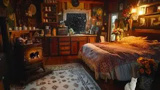 Tranquil Winter Cabin Getaway | Cozy Fire Crackles for Ultimate Winter Relaxation |Deep Sleep,Relax