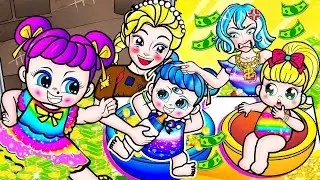 [🐾paper dolls🐾] Poor Rapunzel swapped Daughter and Rich Amy Daughter  | Rapunzel Family 놀이 종이