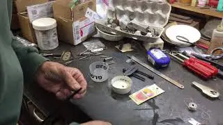 197.  Sewing the belt for the Edison B-80 phonograph