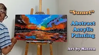 Sunset | Abstract Acrylic Painting | Step by step | Time lapse