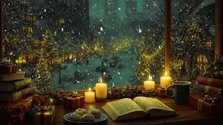 Studying by Candlelight on a Snowy Night | Winter Town Beyond the Window | Dark Academia Music.