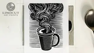 Linocut Print - Morning Coffee